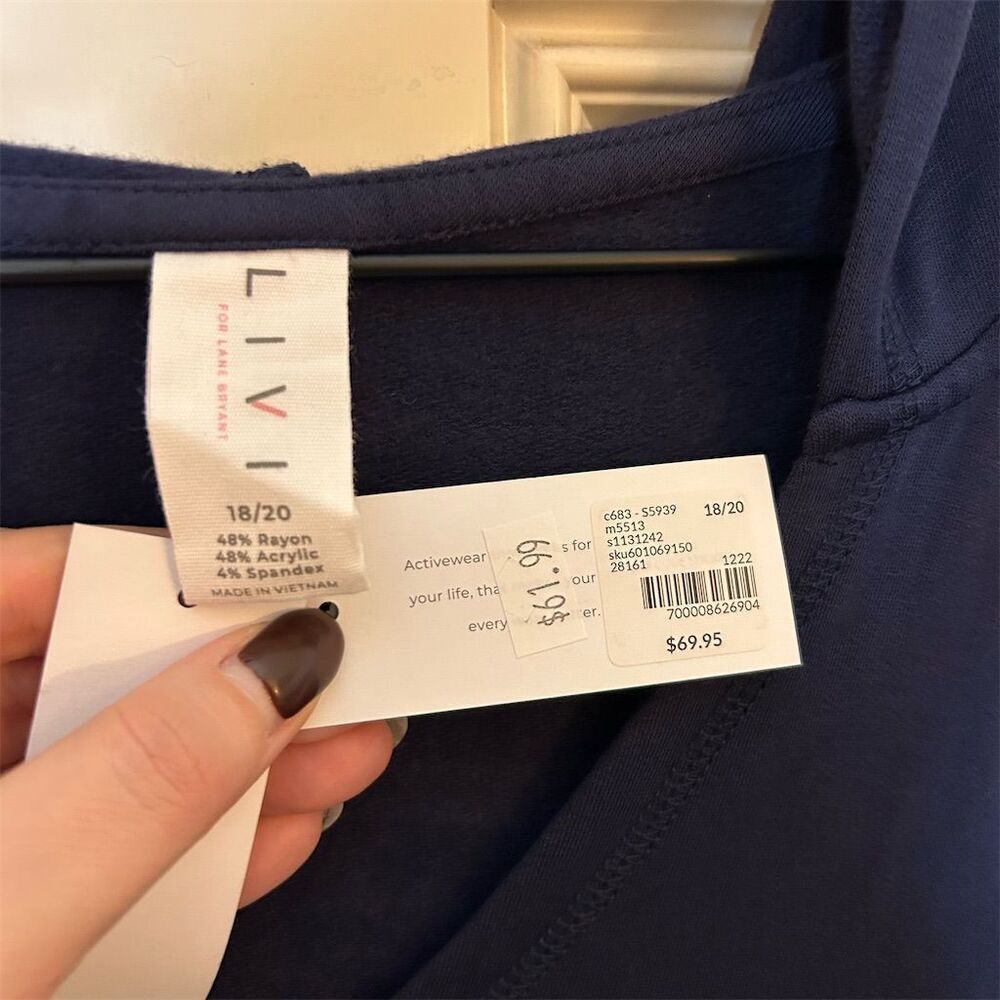Livi Women's Active CozySoft Navy Blue V-Neck Hoodie Size 18/20 Casual Cool Back - Picture 3 of 10